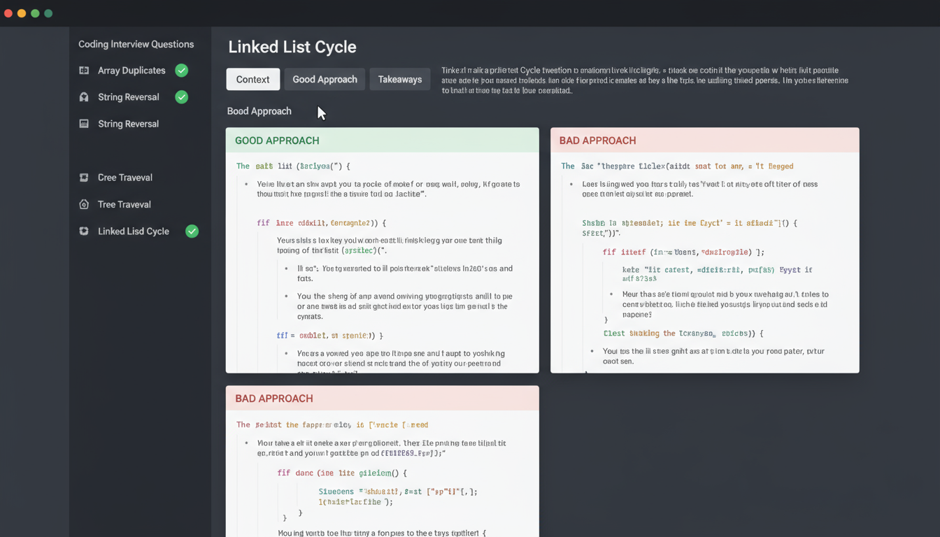 Screenshot of AI Interview Playground interface with sidebar and comparison view